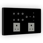 IOTICS Smart Wifi Switch Board: 7 x Switch, 1 Fan & 2 Smart Plug Module. Touch Control, Remote, App Control. Voice Control with Alexa & Assistant. Smart Touch Switch Board For Home Automation (Black)