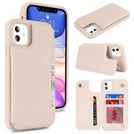 iCoverCase Compatible with iPhone 11 Case with Card Holder, Wallet Phone Case for Women Men RFID Blocking PU Leather Protective Case 6.1 Inch (Beige)