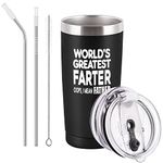 World's Greatest Farter, I Mean Father Travel Tumbler Best Dad Tumbler Funny Birthday Christmas Gifts for Dad Grandpa Husband Men Father's Day, 20 Oz Insulated Stainless Steel Tumbler, Black