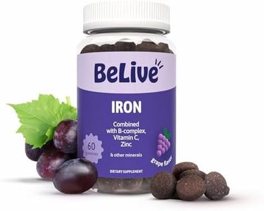 BeLive Iron Gummies - Multivitamin Supplement with Vitamin C, A, B & Zinc, Supports Blood Oxygen, Vegan Iron Supplements for Women, Men & Kids for Growth and Development - Grape Flavor | 1-Pack