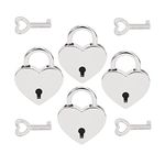 VerRich 4Pcs Silver Heart Shaped Padlock Mini Lock with Key for Handbag,Jewelry Box, Storage Box, Diary Book