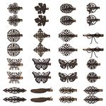Cinaci 32 Pack/16 Pairs Small Metal Silver Bronze Retro Vintage Leaf Flower Butterfly Alligator Hair Clips Duckbill Barrettes Hair Pins Accessories for Women Girls (Bronze)