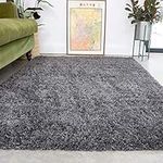 Slate Grey Thick Shaggy Rug Dark Affordable Durable Super Soft Fluffy Shag Rugs Living Room Area Bedroom 80cm x 150cm