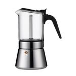 SKYLIGHT Classic Stovetop Espresso Maker for Great Flavored Strong Espresso Coffee Maker Classic Italian Style Moka Pot, Makes Delicious Coffee, Easy to Operate & Clean (200ml, Silver)