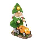 TERESA'S COLLECTIONS Resin Garden Statue for Outdoor Decor,Lady Gnome & Mower with Solar Outdoor Lights for Garden Decor,Yard Decorations for Outside Porch Patio Lawn, Dad Gifts 7.7"