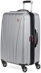 SwissGear 7585 Hardside Expandable Luggage with Spinner Wheels, Silver, Checked-Medium 23-Inch