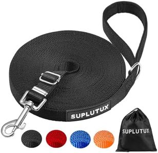 SuplutuX Regolabile Guinzaglio da addestramento per Cani 3M in Nylon con Impugnatura Imbottita Fibbia Zinco Lega per Tutti i Cani Addestramento Del Cane, Giocare, Sicurezza, Campeggio(Nero)