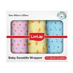 LuvLap 100% Cotton Muslin Baby Swaddle Set, Pack of 3, Size-120cm x 100cm (47"x39"), Dots Hearts Print, 0-18 Month+, Printed Mulmal Muslin Swaddle Wrap for New Born Baby