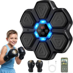 TGLLM Music Boxing Machine for Kids and Adults, Wall Mounted Bluetooth Punching Trainer with Boxing Gloves, Ideas Boxing Toys for 3 4 5 6 7 8 9 10 11 12+ Years Old Boys Girls Kids