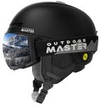 OutdoorMaster MIPS Ski Helmet with Ski Goggles PRO Set - Adjustable Fit Snowboard Helmet and Snow Goggles Set - Snow Sport Helmet for Men, Women & Youth - Matte Black, M