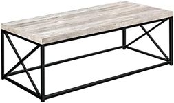 Monarch Specialties I 3418 Coffee Table, Accent, Cocktail, Rectangular, Living Room, 44" L, Metal, Laminate, Beige, Black, Contemporary, Modern