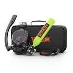 SMACO Mini Scuba Tank with Snorkel Mask 0.5L Portable Small Diving Tank with Full Face Diving Mask Reusable Pony Bottle Diving Cylinder Kit for Snorkeling Recreational Diving S300Plus
