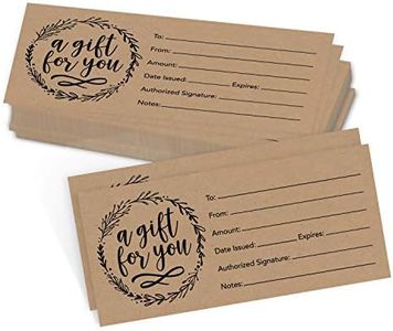 25 4x9 Rustic Blank Gift Certificates For Business Gifts For Clients - Blank Gift Cards For Small Business Gift Certificates Christmas, Restaurant Gift Certificates For Spa Salon Gift Certificates