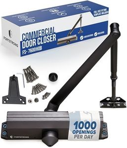 FORTSTRONG Commercial Door Closer FS-7600 HOB – Adjustable Grade 1 Commercial Standard Automatic Door with Hold-Open Mechanism – ADA Compliant – Black Finish – Medium Traffic Areas – UL Listed
