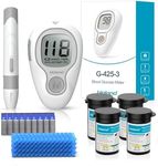 G-425-3 Blood Glucose Monitor Kit, 100 Test Strips, 100 Lancets, 1 Blood Sugar Monitor, 1 Lancing Device, Diabetes Testing Kit No Coding, Glucometer Large Display, Glucose Meter for Home Use