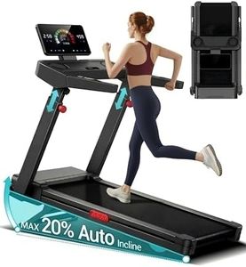 Foldable Treadmills for Home with 20% Auto Incline, 14KM/H Treadmill with Handles, Running Machine for Heavy People, 180KG Weight Capacity, Large Running Belt and Intelligent LED Touch Screen