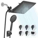 PROOX Rain Shower Head, 10" High-Pressure Rainfall/6 Settings Handheld Shower Combo,11" Upgrade Extension Arm & Height/Angle Adjustable, 3-Way Diverter - Matte Black