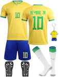 yumcute Football Kits for Kids No.7 Football Kits No.10 Football Kit Football Training Set Shirts Shorts Socks Guard Plate and Keychain 23/24 Home Away Soccer Jerseys Gifts for Boys Girls Children