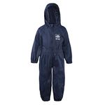 Metzuyan Baby Boys and Girls Unisex Waterproof Puddle Rainsuit All-In-One Dry Suit Outfit Navy Size 18-24 Months