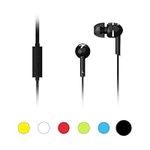 Genius Simple Wired In-Ears Headphones with Microphone HS-M300. Sports Headset, Crystal Clear and Sound, Extra Bass, for iPhone, iPod, iPad, Tablet, MP3 Player, Andorid Smartphone (Black)