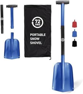 72 HRS Collapsible 3-in-1 Aluminum Compact Snow Shovel - Snow Removal in Winter, Emergency Kit for Vehicle, Car, Van, SUV, Truck, Snowmobile, Snowboard Gear, Camping, Gardening (Blue, 21”-32”)