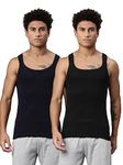 Levi's Men's Style #015 Sports Regular Fit Solid Vest (#015-VEST-BLK/NAVY-P2_Black,Navy_M)