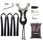 Slingster® Spider Black Strap Stainless Steel Slingshot Outdoor Target Practice Catapult Gulel Set (STR Spider 8.0CM)