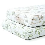 TCBunny 2 Pack Premium Fitted Baby 28x52 Crib Sheets for Standard Crib Mattress - Ultra-Soft 100% Cotton, Stylish Rabbit, and Garden Pattern, Safe and Snug for Baby