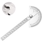 Stainless Steel Protractor 0-180° Degree Protractor Angle Gauges Arm Measuring Ruler Tool Engineer Protractor Gauge with 140mm Ruler, Universal Angle Ruler for Painting Drawing…