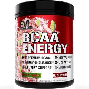 Evlution EVL BCAAs Amino Acids Powder - BCAA Energy Pre Workout Powder for Muscle Recovery Lean Growth and Endurance - Rehydrating Post Workout Recovery Drink with Natural Caffeine - Cherry Limeade