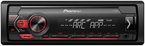 Pioneer MVH-S120Ui 1-DIN receiver with red illumination, USB and compatible with Apple and Android devices, Amber Lighting