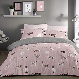 Fusion - Cats - Easy Care Duvet Cover Set - King Bed Size in Blush