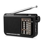 Retekess V117 Portable Radio,Battery Radio,FM AM SW 3-band Radio with Best Reception,Earphone Jack,Antenna,Large Knob, Simple for the Elderly(Black)