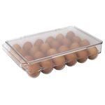 Home Basics Compartment BPA Free Plastic Extra Large Storage Stackable Refrigerator, Clear (24 Egg Holder)