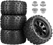 AllinRC 1/10 Scale RC Truck Wheels and Tires 2.8" Monster Tires 12mm Hex for Traxxas Rustler Stampede 4x4 Vxl 2WD Redcat Volcano Epx Pro 4PCS