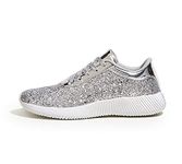 LUCKY STEP Women's Glitter Shoes Sparkly Lightweight Metallic Sequins Tennis Sneakers (Silver, 8.5US-39EU-6UK)