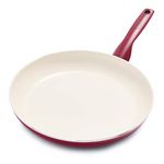 GreenPan Rio Healthy Ceramic Nonstick 12" Frying Pan Skillet, PFAS-Free, Dishwasher Safe, Red