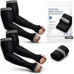 PULGOS Black Arm Sleeves for Men & Women (Pack of 2) | UPF 50+ UV Sun Protection | Cooling & Breathable Sports Arm Sleeves for Cycling, Running, Biking, Cricket & Outdoor Activities