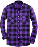 OTSANT Plaid Shirt Men Button Down Long Sleeve Shirts Regular Fit Casual Dress Shirts Fall Flannel Shacket with Pockets Purple