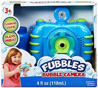 Fubbles Bubble Camera with Realistic Shutter Sound, Fun Lights and Music. Includes Premium Bubble Solution, Blue