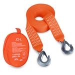 JCHL Tow Strap Heavy Duty with Hooks 2”x20’ 15,000LB Recovery Strap 6,8 Tons Towing Strap with Safety Hooks Polyester