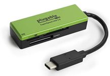 Plugable USB C SD Card Reader - Driverless USB C Card Reader for SD, Micro SD, MMC, or MS Cards (Compatible with Thunderbolt and USB-C MacBook Pro, 2018 MacBook Air, 12 Inch Retina MacBook)