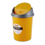 RATAN PLASTICWARE Euro Clean Table Top Small Mini Dustbin with Lid for Study Table, Desk, Kitchen Sink, Car, Kids Room Compact and Stylish Waste Storage Garbage Bin 2 Litre Mango Yellow