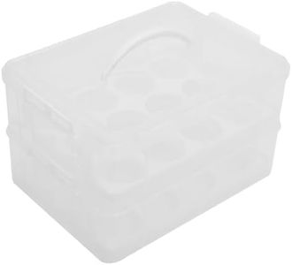 SOLUSTRE Portable Cake Carrier 24 Count Cupcake Holder 2 Tier Cupcake Container Reusable Cupcake Box for Home Kitchen Outdoor Picnic White