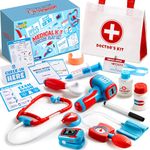 Play-Act Doctors Set for Kids,16-Piece Kids Doctors Set with Bag,Doctors Role Play Set,Realistic Toy Stethoscope,Reusable Record Cards,Doctors Playsets for kids age 2 3+