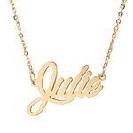 AOLO Gold Plated Personal Julie Name Necklace Custom Necklace, Julie