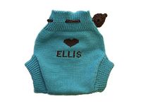 Personalized Merino Wool Baby Cloth Diaper Cover Soaker (S, Aqua Blue-Dark Grey)