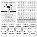 Huquary 25 Sets Staff Employee Appreciation Gifts Team Puzzle Piece Bracelet Bulk with Thank You Postcard A Wish for My Staff Inspirational Favors Ideal for Teachers, Coworkers, Students