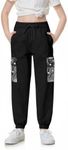 SANGTREE Girls & Women's Cargo Jogger Pants, 3 Years - Women 3XL, Black Pattern, Large