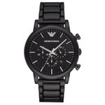 Emporio Armani Watch for Men, Quartz Chronograph Movement, 46 mm Black Stainless Steel Case with a Stainless Steel Strap, AR1895